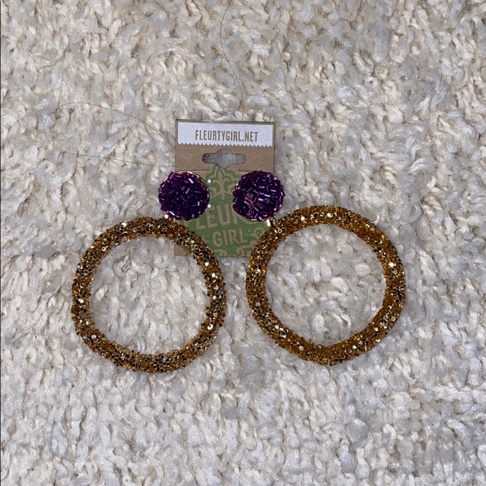 Purple & Gold Hoop Earrings